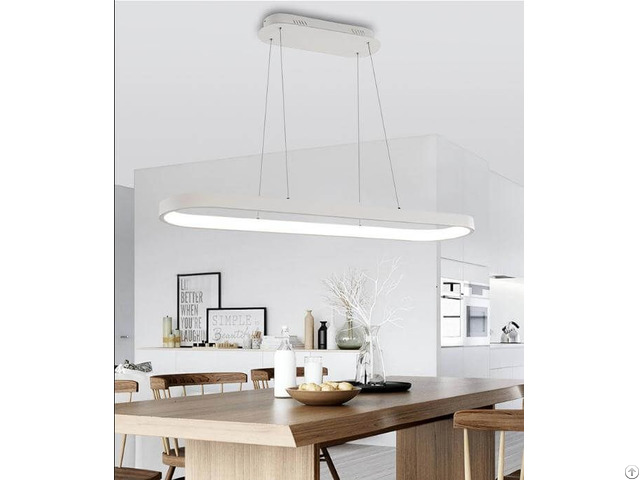 Rectangular Restaurant Modern Aluminium White Oval Pendant Light Fixture