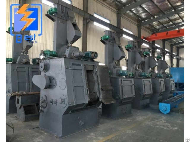 Tumblast Belt Rubber Track Shot Blasting Machine For Small Foundry Parts