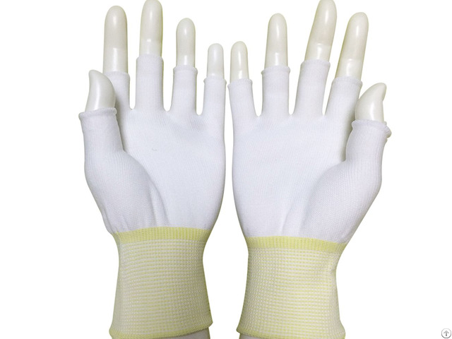 Anti Static Esd Nylon Seamless Knit Medium Weight Fingerless Glove Liner