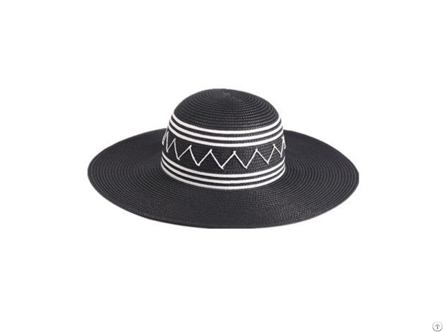 Black Paper Braid Floppy Hat