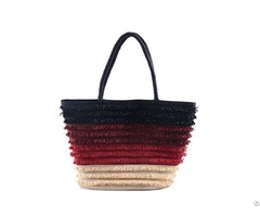 Multi Color Braid Striped Straw Beach Bag