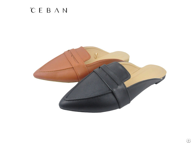 Women Pu Pointed Toe Mules Slippers Pumps