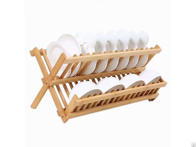 Hot Sale Wooden Collapsible Dish Drying Kitchen Plate Rack Wholesale