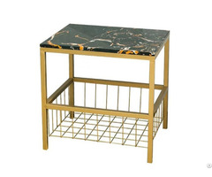 High Quality Deluxe Marble Top End Side Table With Metal Storage Basket Wholesale