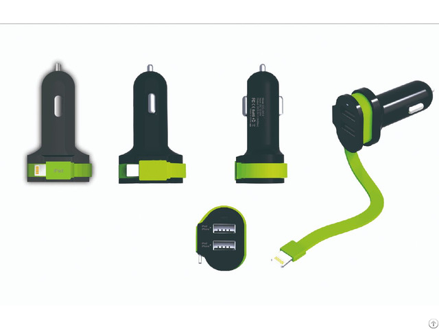 Usb Car Charger With Built In Lightning Cable