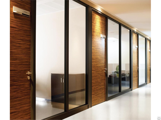 Free Design Stable Glass Wall Partition Aluminium Frame Wood Panel For Modern Office