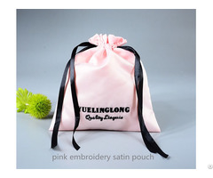 Satin Gift Pouch With Embroidery Logo