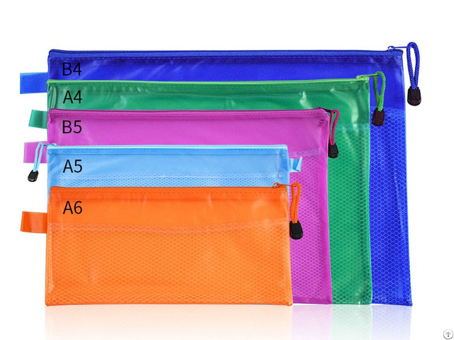 Pvc Mesh Zipper Document File Organizer Bag