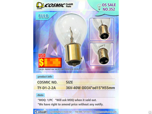 Cosmic Forklift Parts On Sale No 352 Bulb