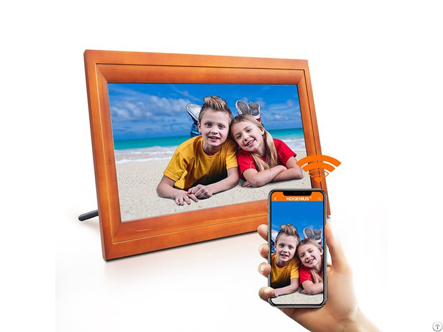 Hdgenius 13 Inch Large Wifi Digital Picture Frame 1080p Full Hd Touchscreen Real Wood