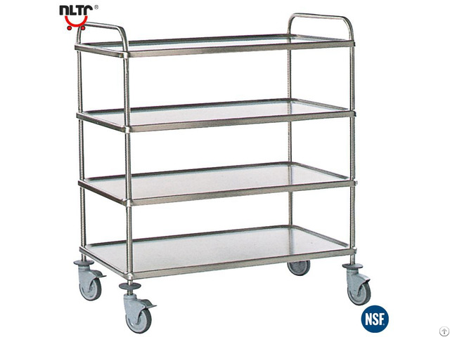 Stainless Steel Four Tier Serving Carts Round Tube