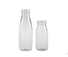 Round Clear Glass Milk Bottle