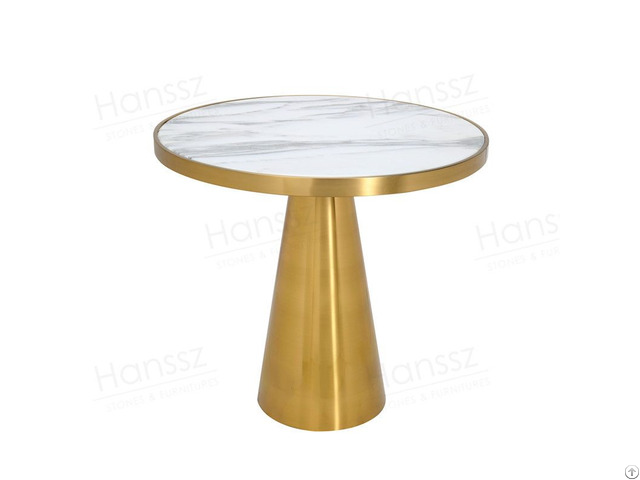 Modern Round White Marble Dining Table With Tulip Golden Legs