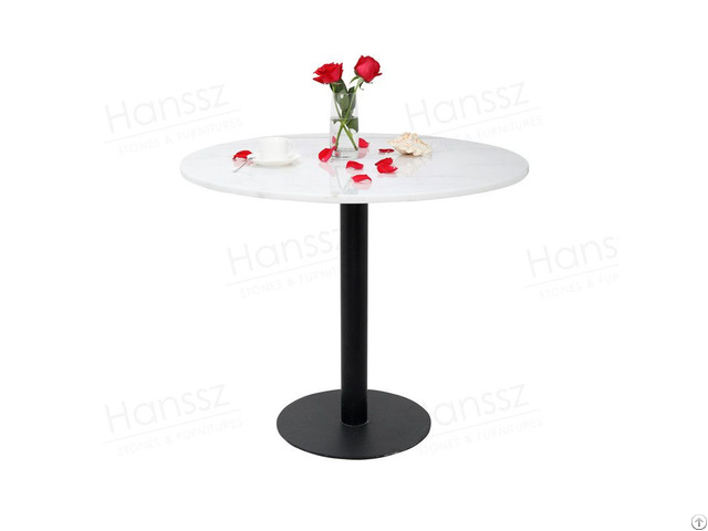 Beautiful Round White Marble Table Top With Iron Cast Legs