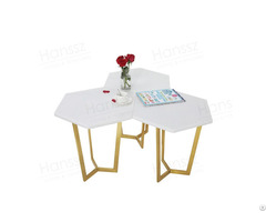 Polygon White Marble Side Table For Furniture