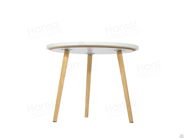Small Round Side Table With Marble Top Wooden Legs