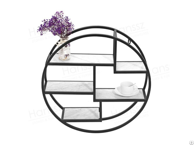 Elegant Round Marble Wall Top With Black Metal Frame