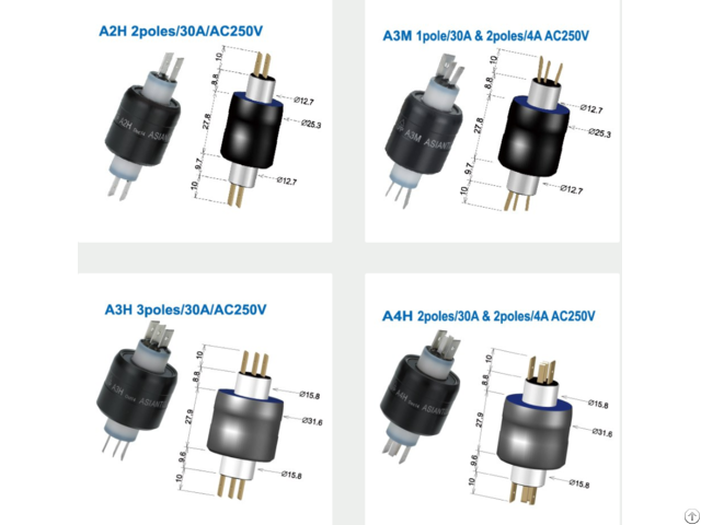 Electrical Rotating Connector A2h Gigabit Ethernet Mercury Slip Ring 1800rpm 25 3mm Outer