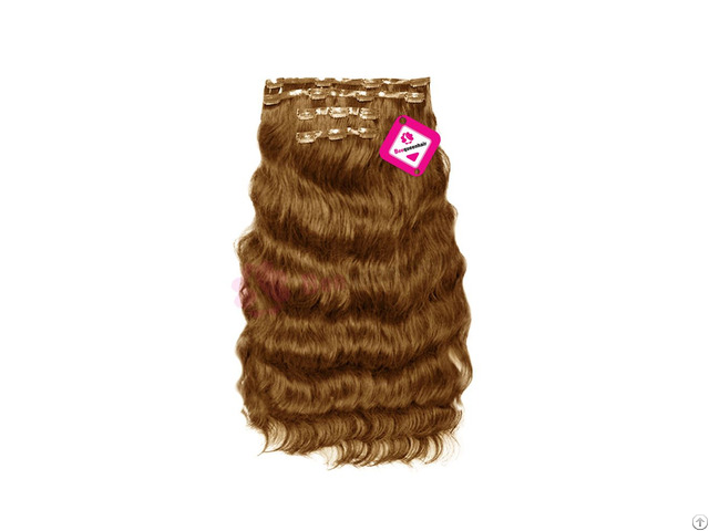 Clip In Body Wavy Hair Light Brown Color