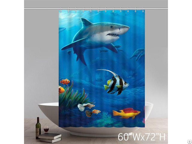 Beautiful Underwater World Great White Shark Shower Curtain