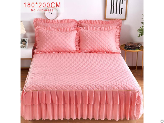 Pink Purple Grey Solid Cotton Single Double Bed Sheetmattress Cover Petticoat Bedspread