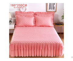 Pink Purple Grey Solid Cotton Single Double Bed Sheetmattress Cover Petticoat Bedspread