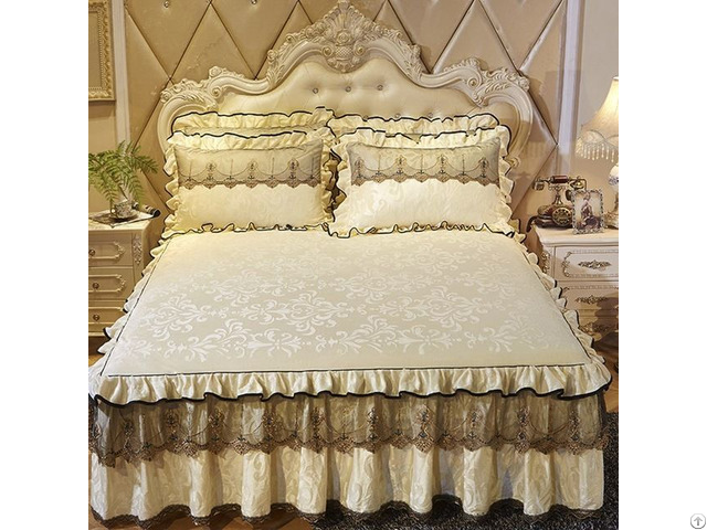 Luxury Lace Bedding Skirt Set Velvet Thick Bedspread Bed Linen Pillowcase