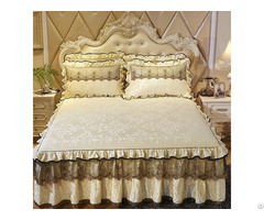 Luxury Lace Bedding Skirt Set Velvet Thick Bedspread Bed Linen Pillowcase