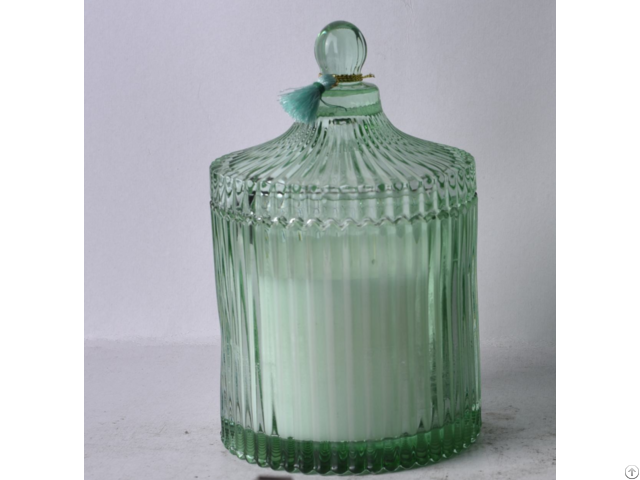 Luxury Scented Green Glass Candles Jar With Lid For Wedding