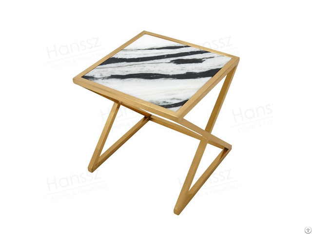 Gold Frame Panda White Side Table