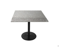 Black Base Square Gray Terrazzo Stone Table