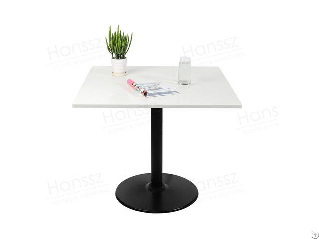 Prefab Set Rectangle Square Pure White Quartz Table