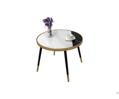 Creative Design Metal Legs Round Black White Marble Table