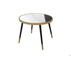 Round White And Black Natural Marble Side Tables