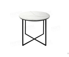 Elegant Round Calacatta White Quartz Side Tables