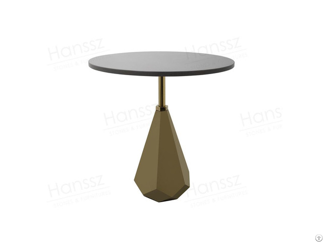 Modern Concrete Grey Quartz Table With Gold Metal