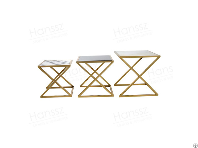 Z Shaped Frame Stone Furniture Side Table