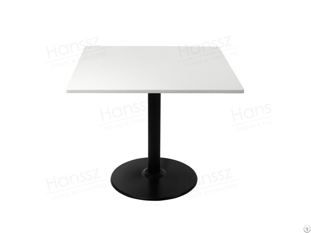 Pure White Quartz Dining Table With Black Frame
