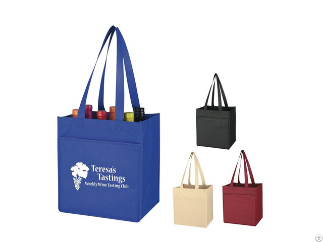 Promotional Non Woven 6 Bottle Wine Tote Bag
