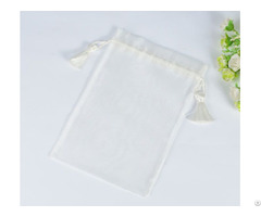 White Tassels Organza Gift Sachet Pouch