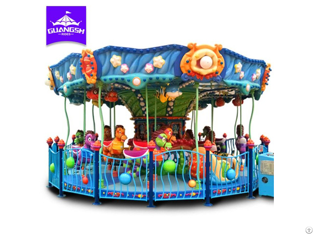 Attraction Ocean Theme Park Musical Carousel Merry Go Round For Kiddie Rides