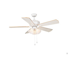 42 Inch Wooden Blades White Ceiling Fan With Light