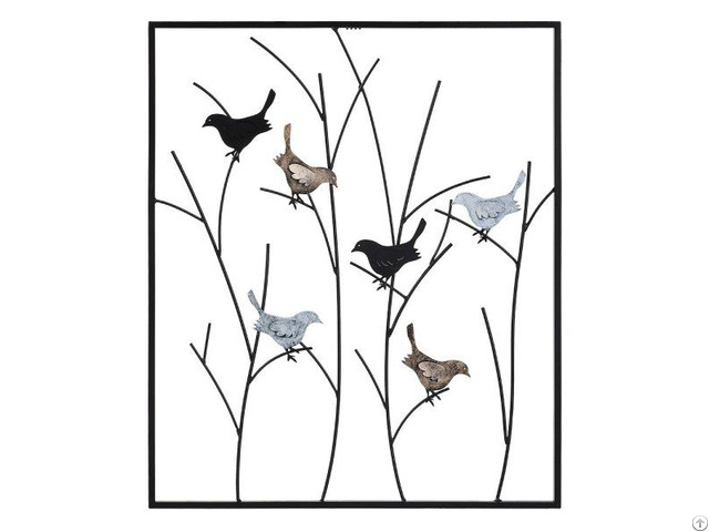 Birds On Tree Branch Framed Metal Wall Decor