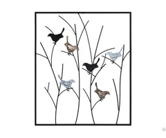 Birds On Tree Branch Framed Metal Wall Decor