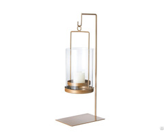 Metal And Glass Hanging Decorative Hurricane Candle Holders With Stand
