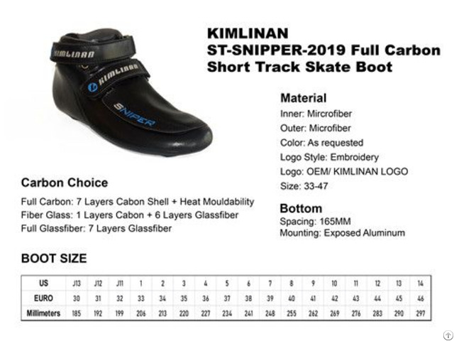 Kimlinan St Snipper 2019 Full Carbon Short Track Skate Boot Manufacture