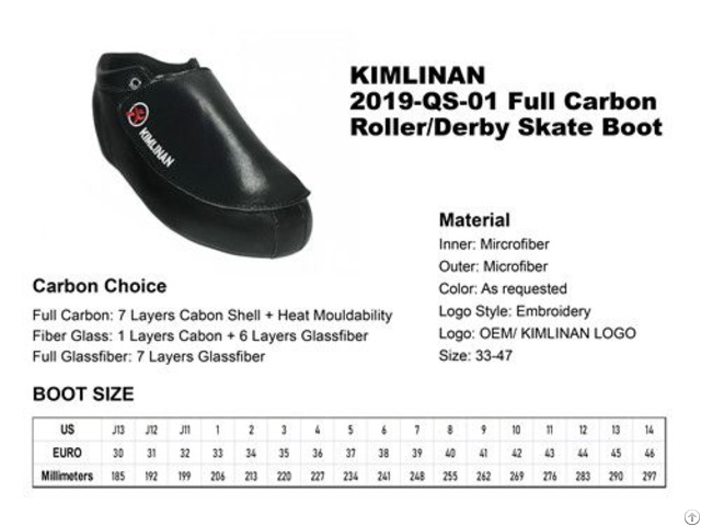 High Quality Kimlinan 2019 Qs 01 Full Carbon Roller Derby Skate Boot