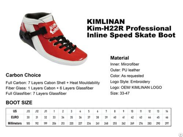 New Kimlinan Kim H22r Professional Inline Speed Skate Boot