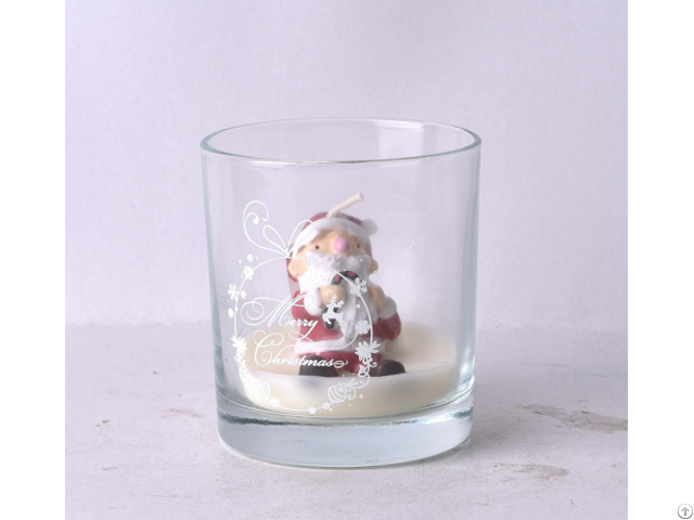 Home Decoration Use And Glass Material Candle Jar With Decal Paper Finish