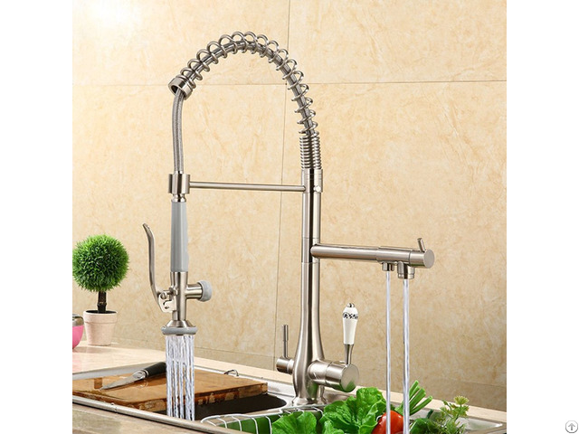 Pull Out And Down 3 Way Kitchen Faucets Taps With Sprayer